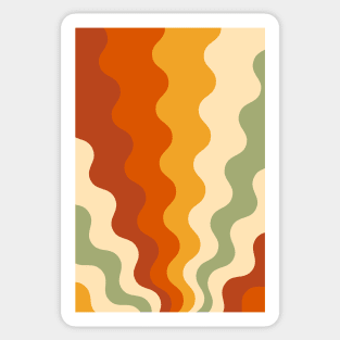 70s Retro Groovy Lines Seamless Pattern Yellow, Orange, Brown and Green Sticker